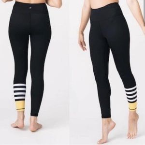 zyia black yellow white stripe leggings